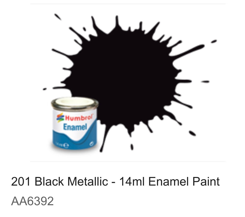 Humbrol Enamel 14ml (201) Black Metallic AA6392