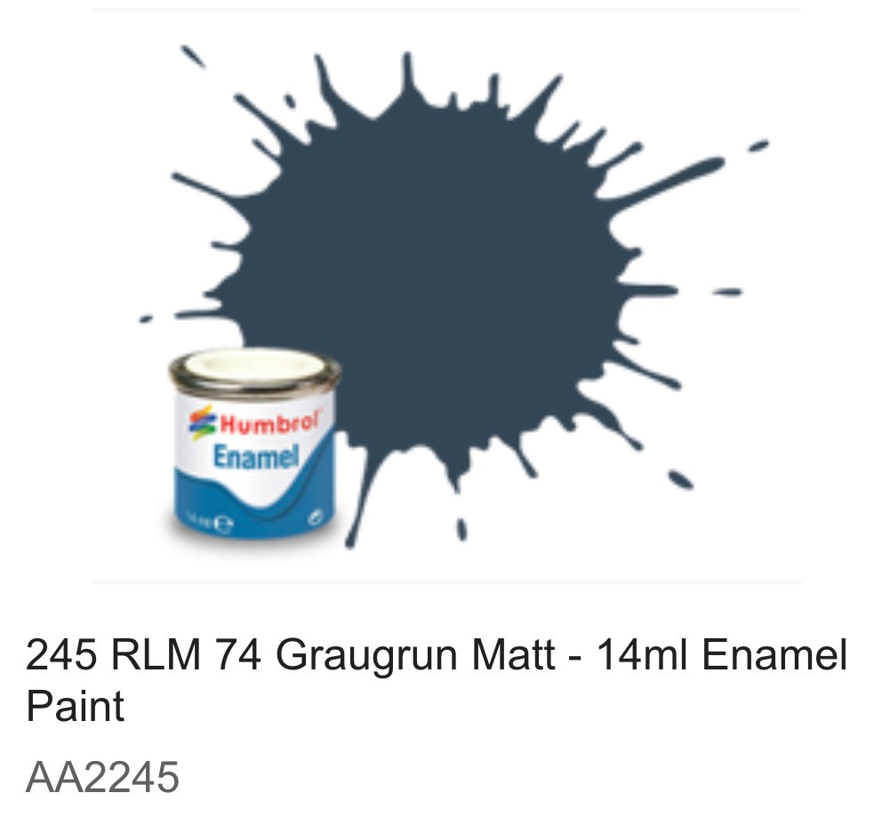 Humbrol Enamel 14ml (245) RLM 74 Graugrun Matt AA2245