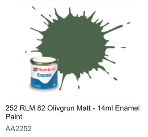 Humbrol Enamel 14ml (252) RLM 82 Olivgrun Matt AA2252