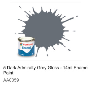 Humbrol Enamel 14ml (  5) Dark Admiralty Grey Gloss AA0059
