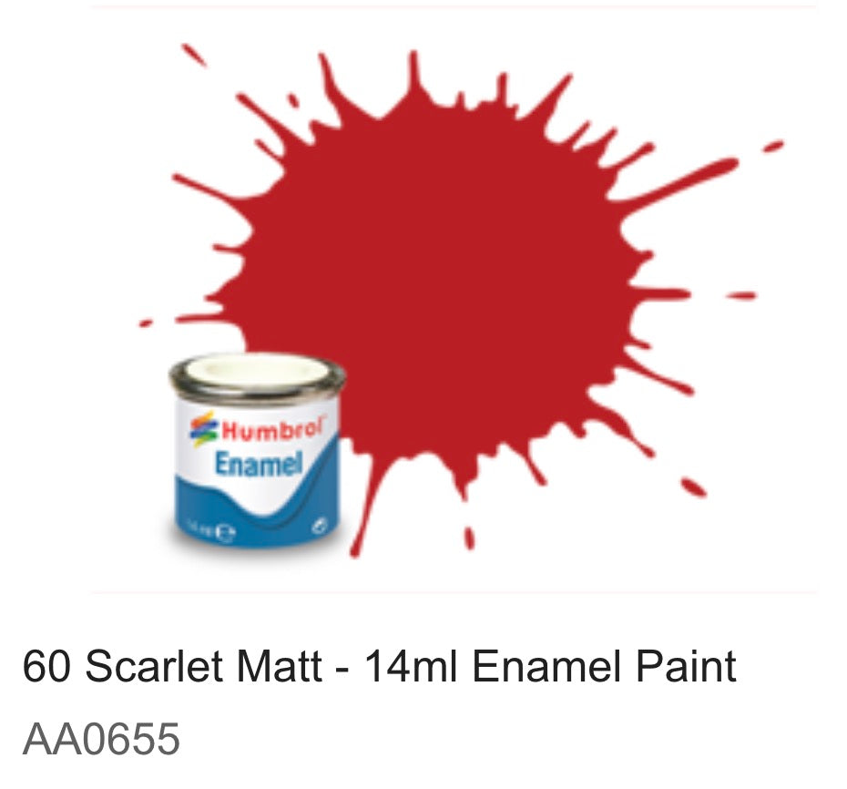 Humbrol Enamel 14ml ( 60) Scarlett Matt AA0655