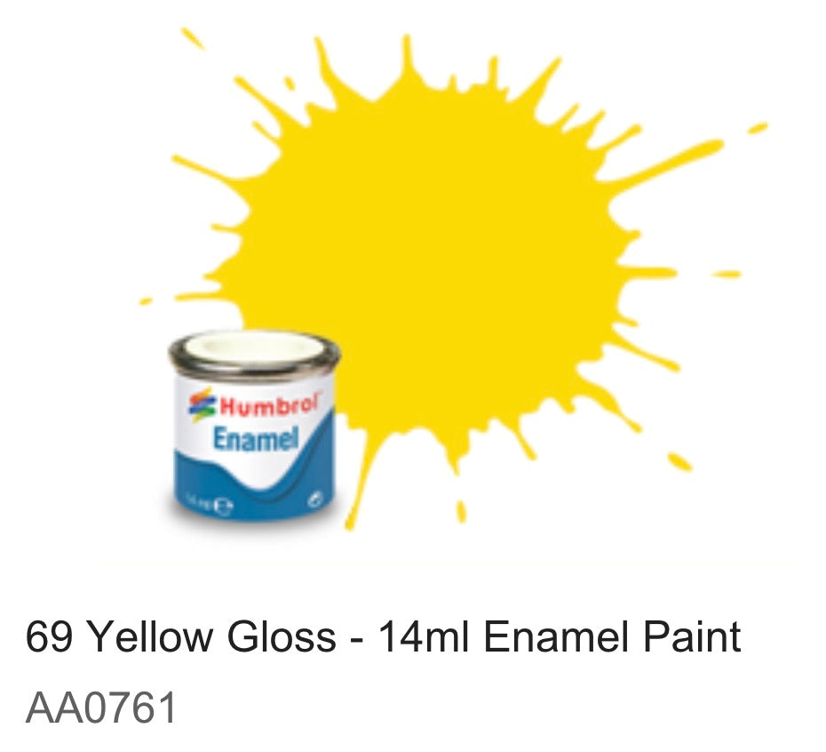 Humbrol Enamel 14ml ( 69) Yellow Gloss AA0761