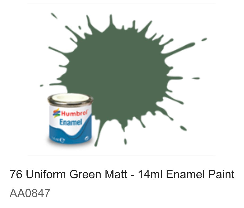Humbrol Enamel 14ml ( 76) Uniform Green Matt AA0847