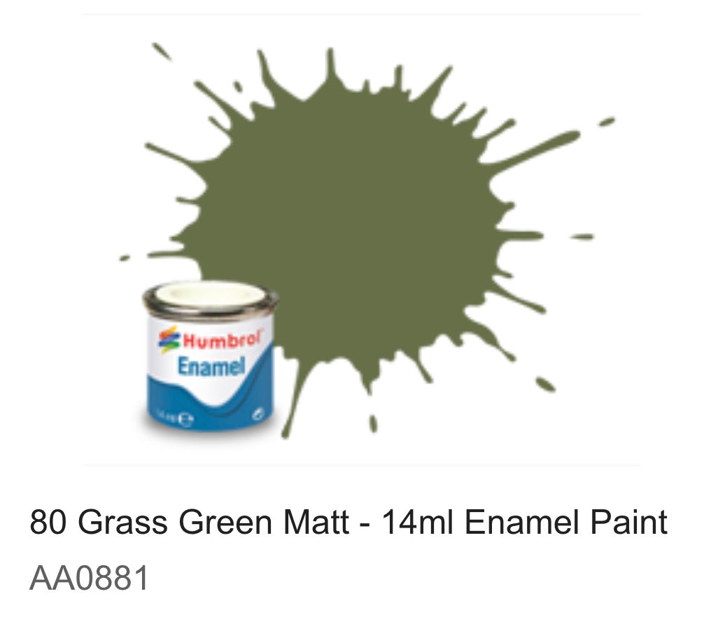 Humbrol Enamel 14ml ( 80) Grass Green Matt AA0881