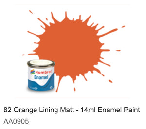 Humbrol Enamel 14ml ( 82) Orange Lining Matt AA0905