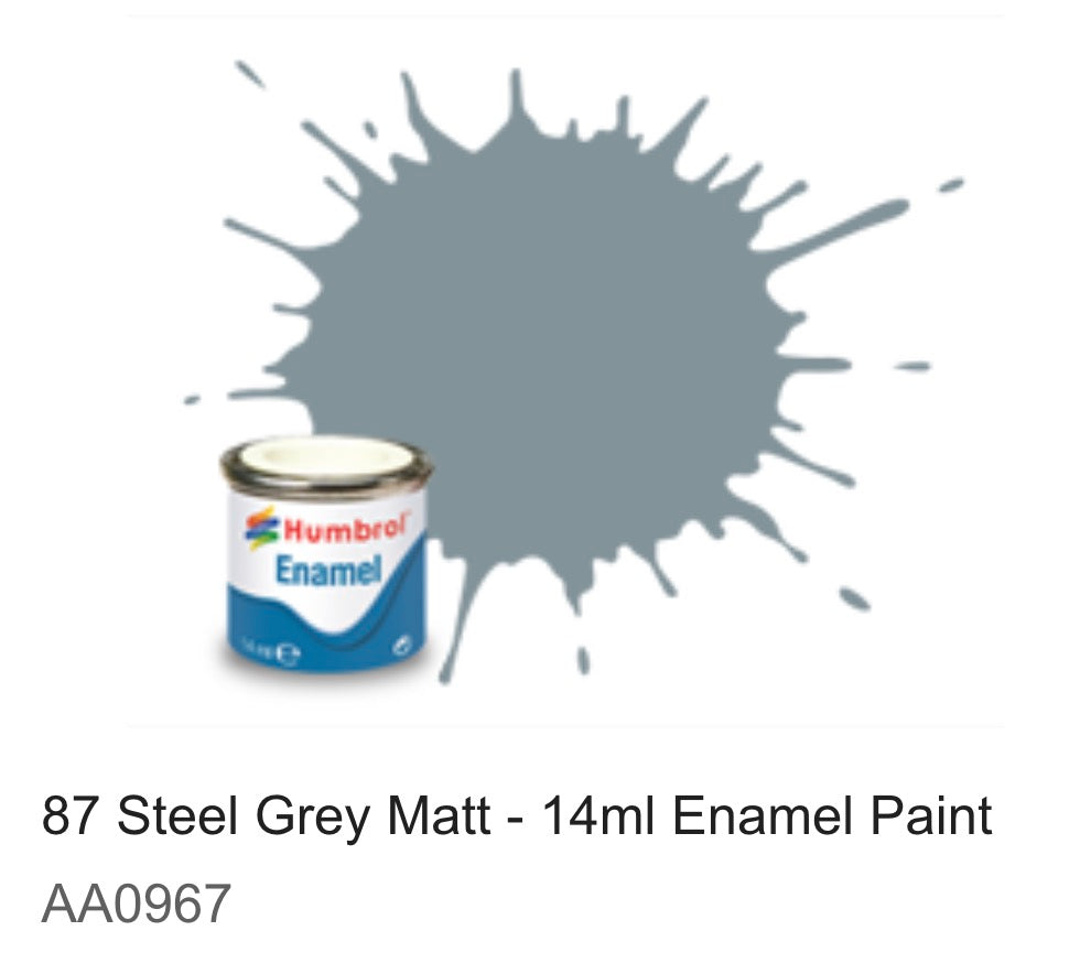 Humbrol Enamel 14ml ( 87) Steel Grey Matt AA0967