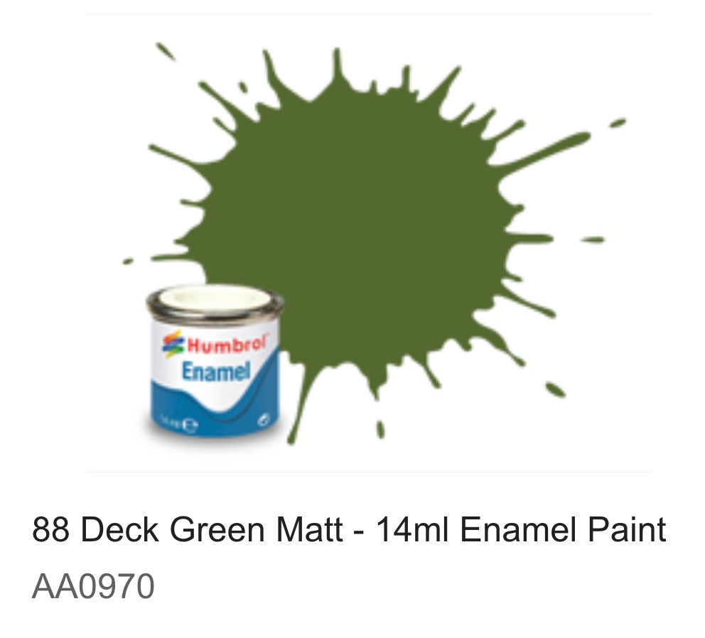 Humbrol Enamel 14ml ( 88) Deck Green Matt AA0970