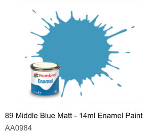 Humbrol Enamel 14ml ( 89) Middle Blue Matt AA0984