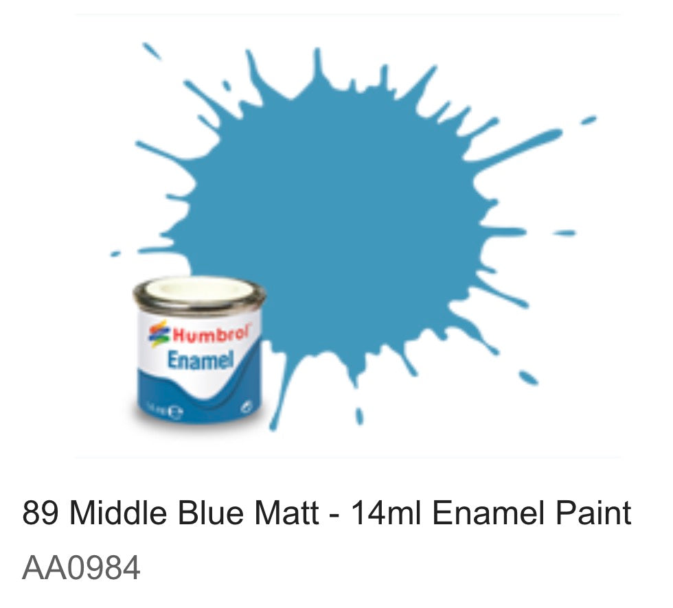 Humbrol Enamel 14ml ( 89) Middle Blue Matt AA0984