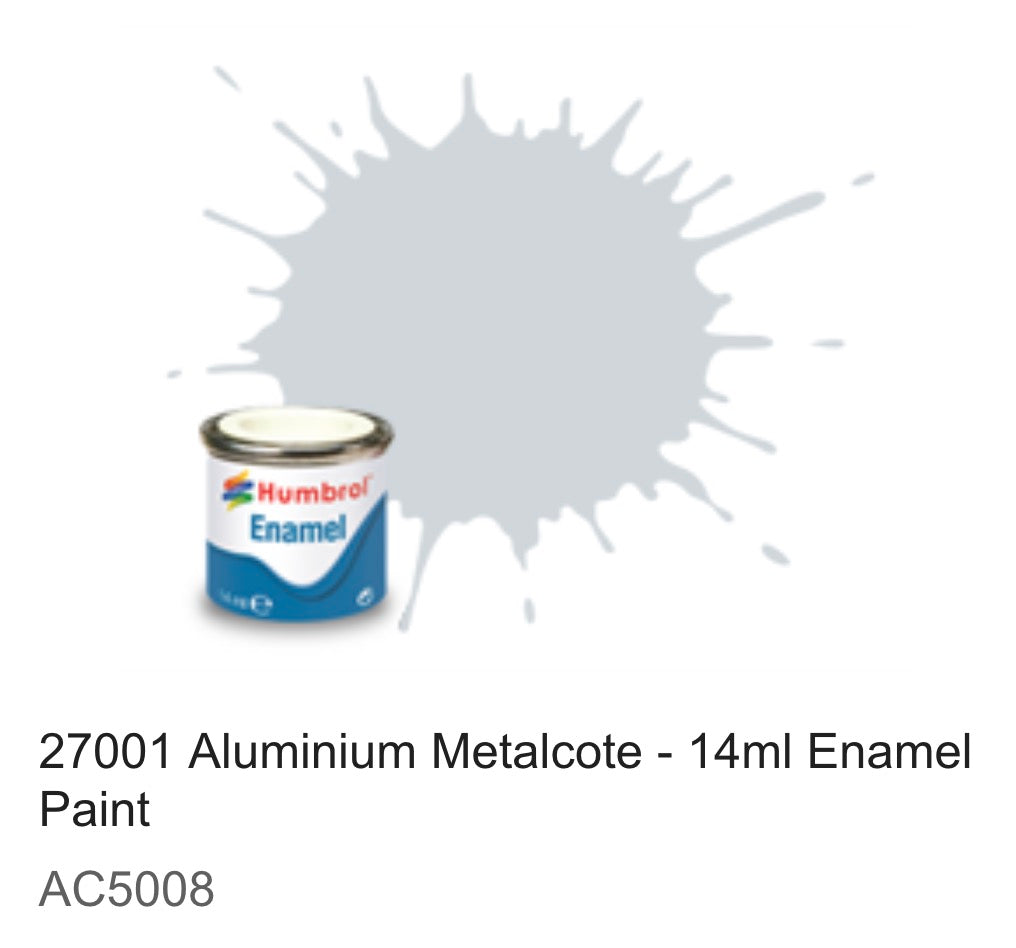 Humbrol Metalcote Enamel 14ml (27001) Matt Aluminium AC5008