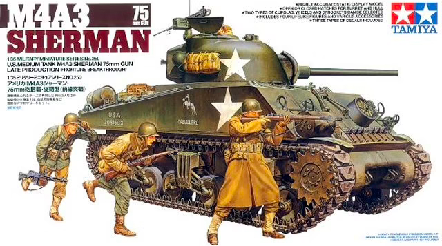 Tamiya 1/35 US M4A3 Sherman 75mm Plastic Model Kit 35250