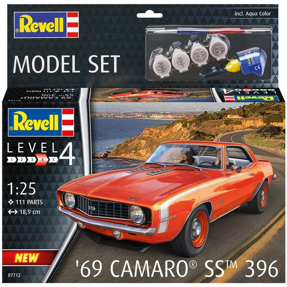 Revell 1/25 1969 Camaro SS 396 Car w/paint & glue 67712