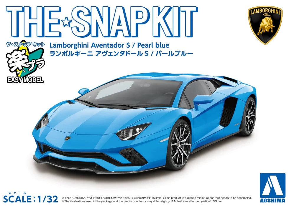 Aoshima Snap Kit 1/32 Lamborghini Aventedor S Pearl Blue 06349