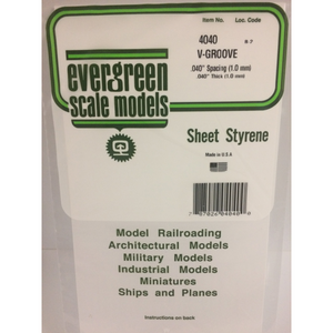 Evergreen 4040 Styrene Plastic V-Groove 0.040"x 12"x 6" (1)