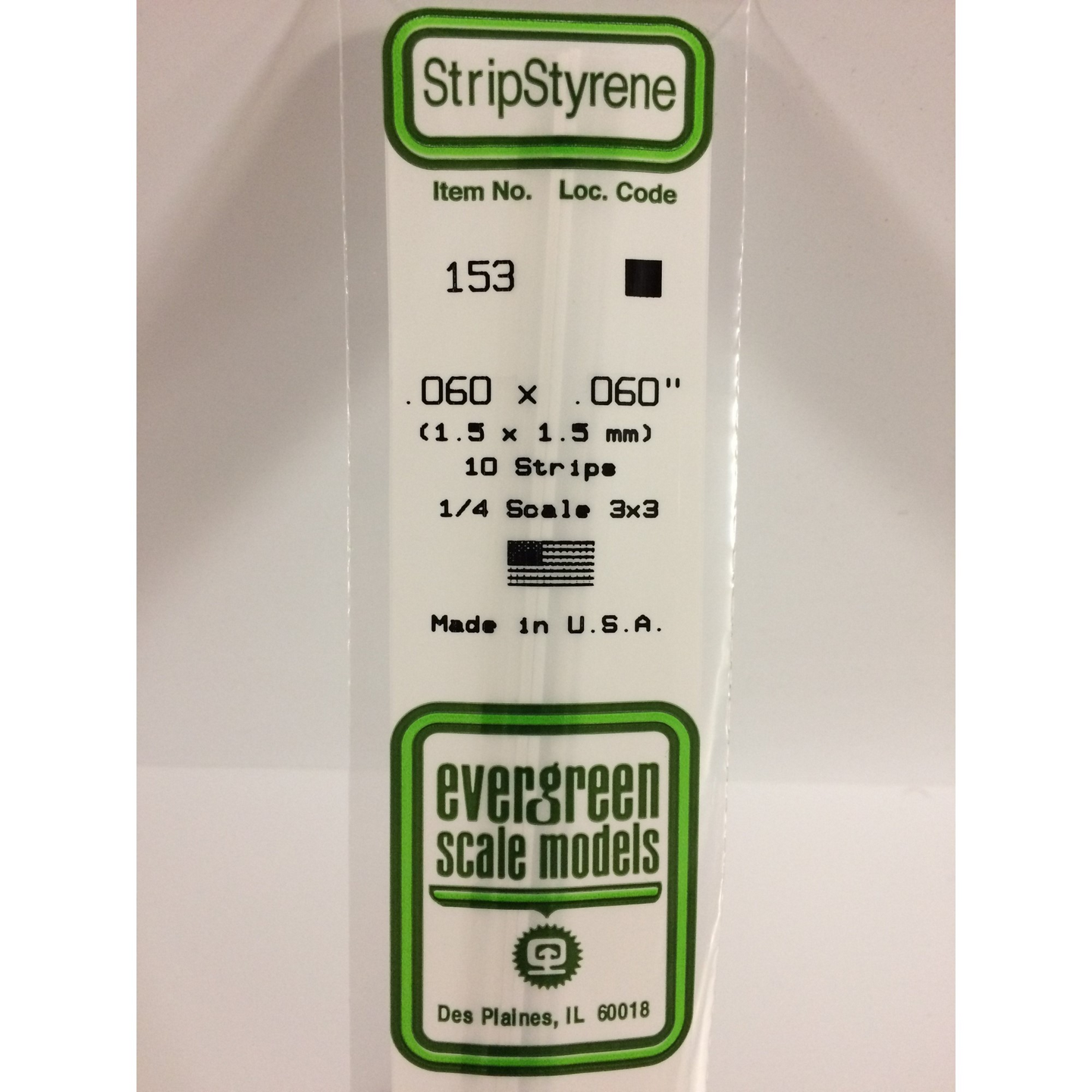 Evergreen 153 Styrene Plastic Strips 0.060