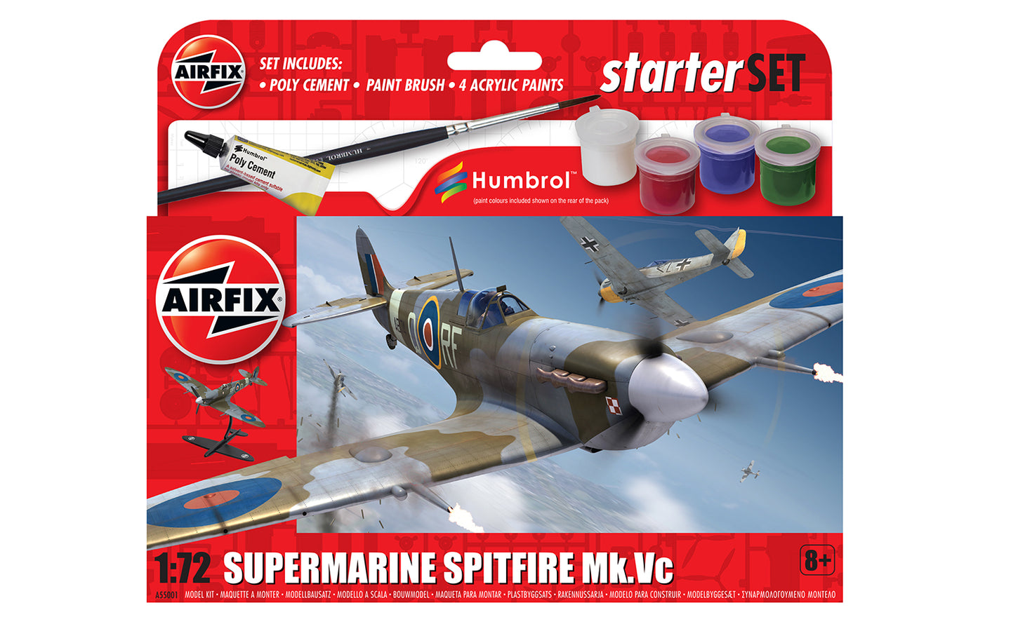 Airfix Starter Set 1/72 British Spitfire Mk.Vc Plastic Kit A55001