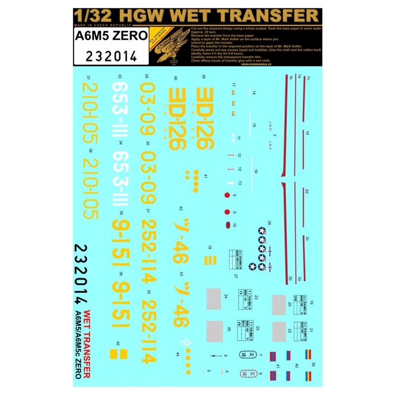 HGW 1/32 Japanese A6M5 Zero Stencils 232014 – Burbank's House of