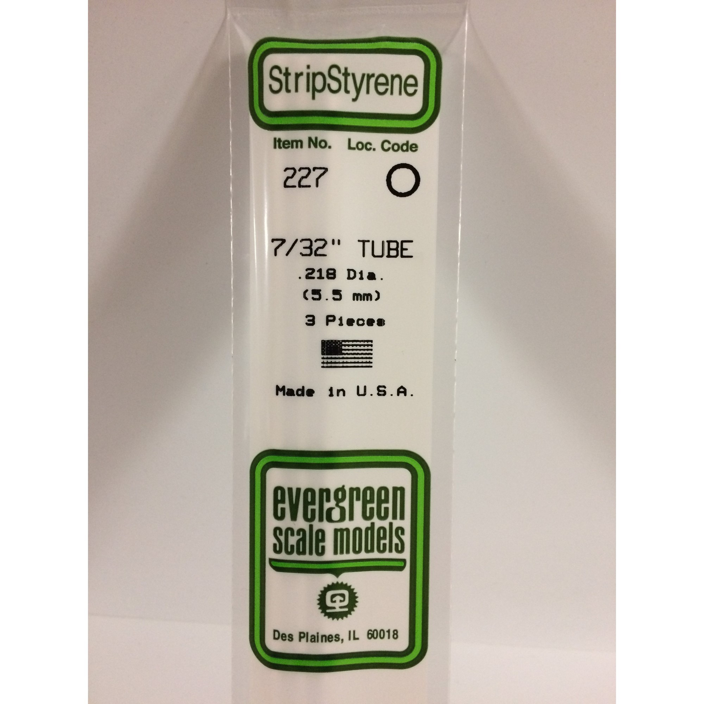 Evergreen 227 Styrene Plastic Tube 7/32