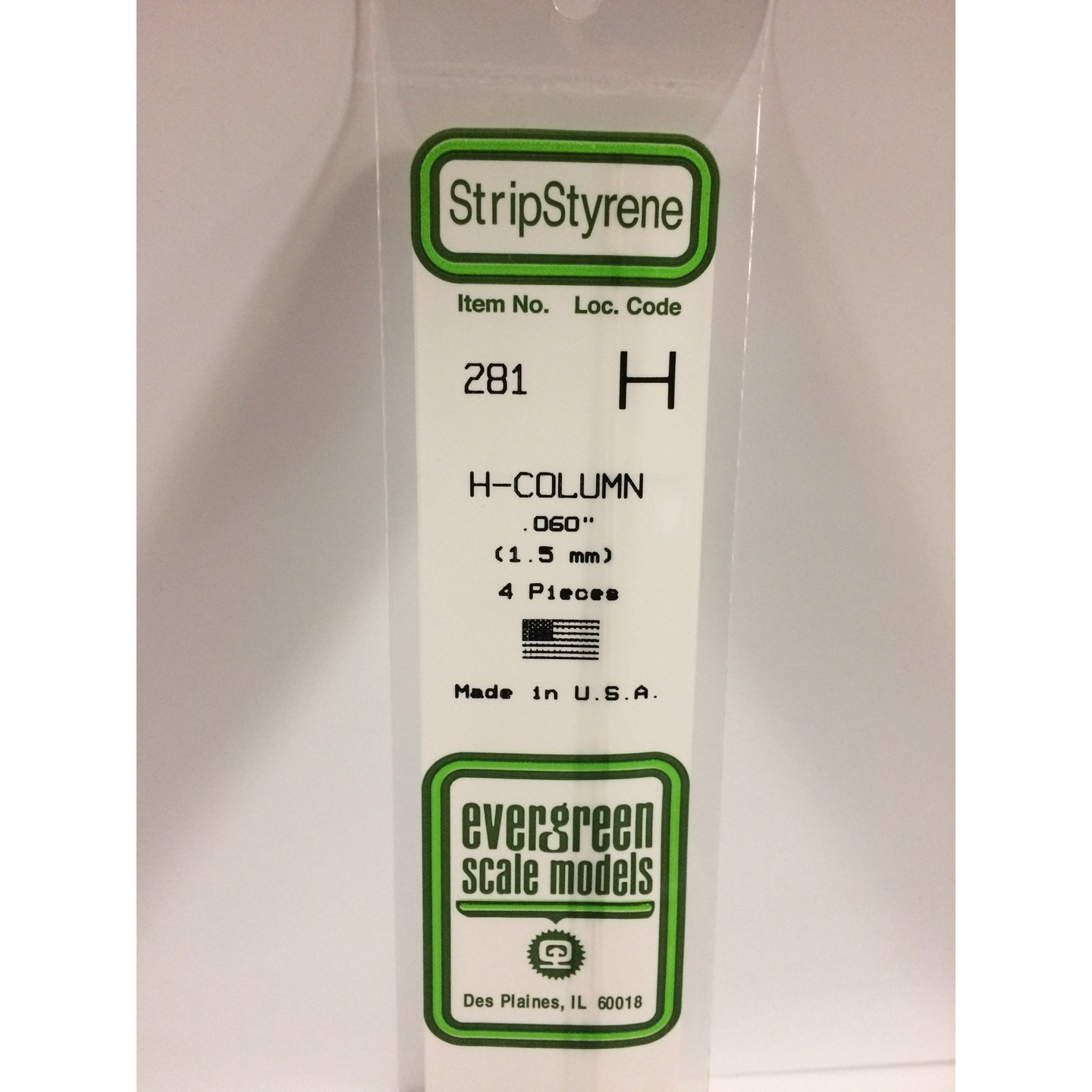 Evergreen 281 Styrene Plastic H Column 0.060