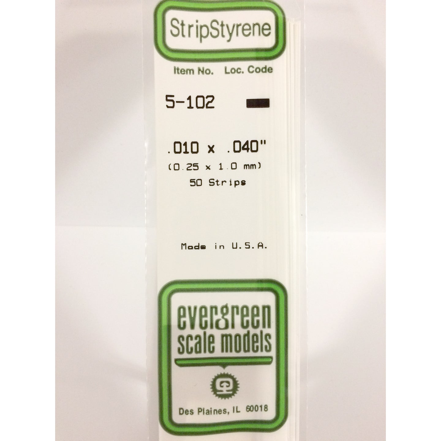 Evergreen 102 Styrene Plastic Strips 0.010