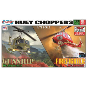 Atlantis 1/72 US Bell UH-1 Huey Choppers Two Pack Snap Kit M1026