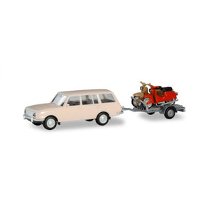 Herpa 1/87 HO Wartburg 353 With Trailer And 2 Simson Scooters 420419