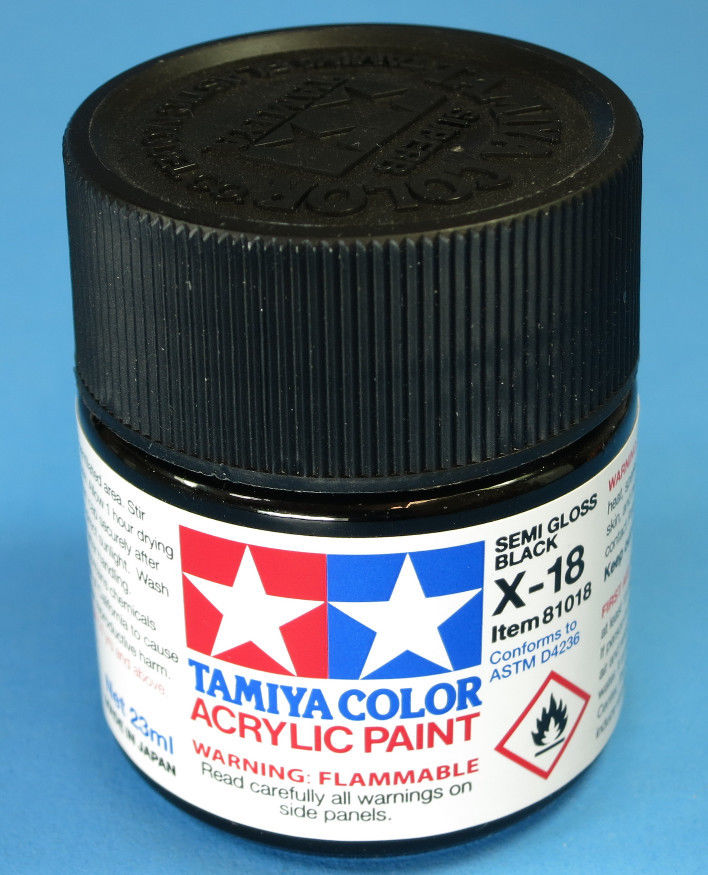 Tamiya Acrylic 23ml 81018 X-18 Semi Gloss Black