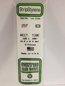 Evergreen 257 Rectangular Tube .125 X .250  x 14" (3)