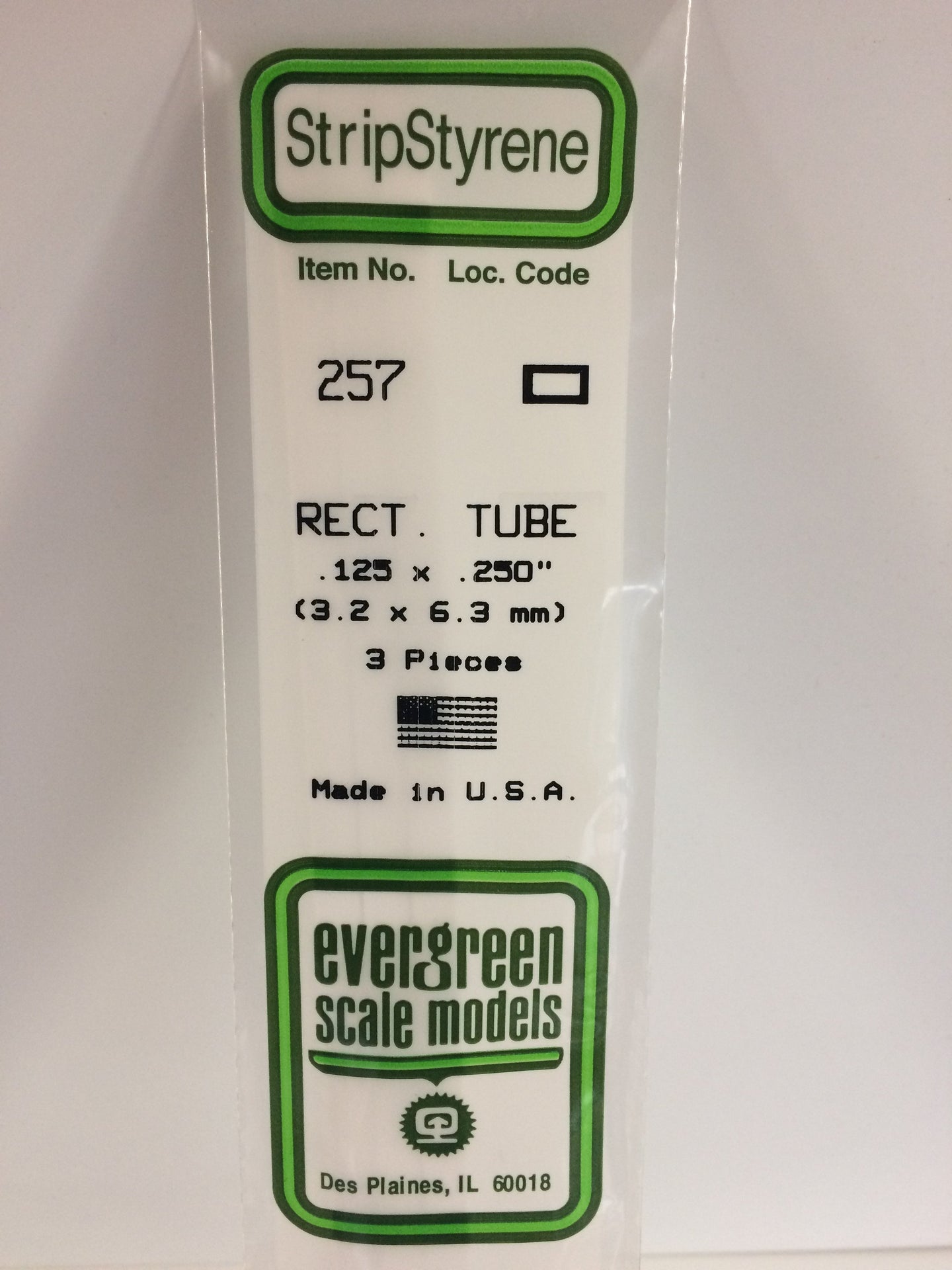 Evergreen 257 Rectangular Tube .125 X .250  x 14