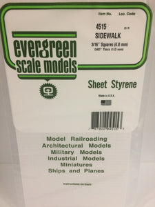Evergreen 4515 Styrene Sidewalk 3/16" Squares 0.040" x 12" x 6" (1)