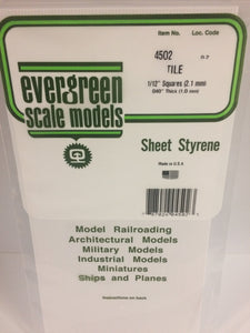 Evergreen 4502 0.040" x 12" x 6" Styrene Sheet Square Tile 1/12" (1)