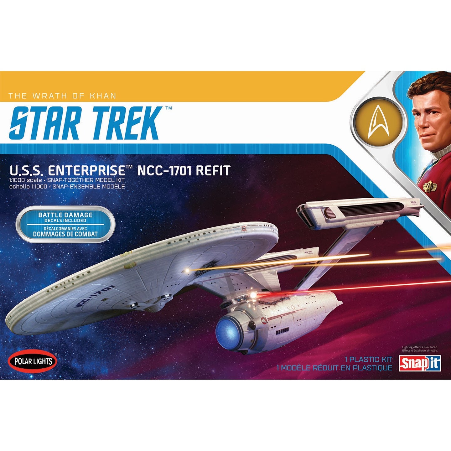 Polar Lights Star Trek 1/1000 USS Enterprise Refit Wrath Of Khan SnapIt POL974