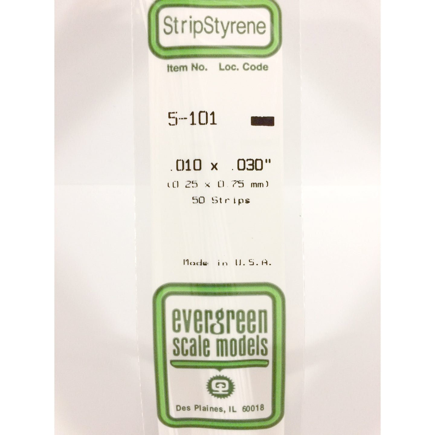Evergreen 101 Styrene Plastic Strips 0.010