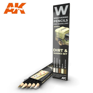 AK Interactive AK10044 Weathering Pencils For Models Dirt and Marks set