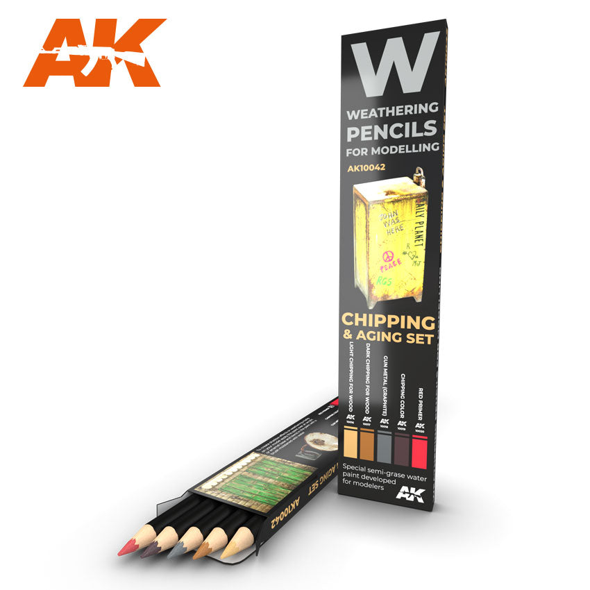AK Interactive AK10042 Weathering Pencils For Models Chipping & Aging