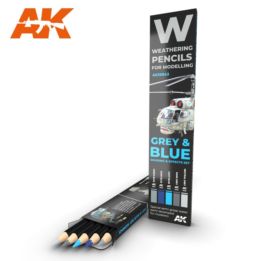 AK Interactive AK10043 Weathering Pencils For Models Blue & Grey