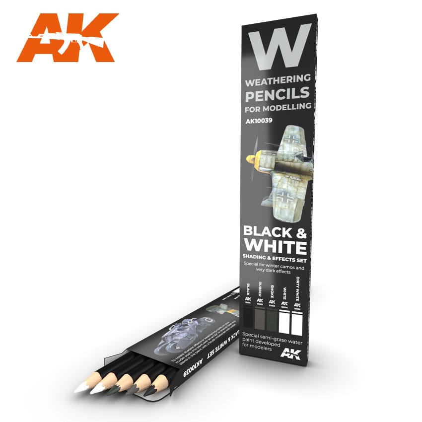 AK Interactive AK10039 Weathering Pencils For Models Black & White