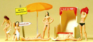 Preiser 1/87 HO Sun Bathers w/ Umbrella and Lounge 10107