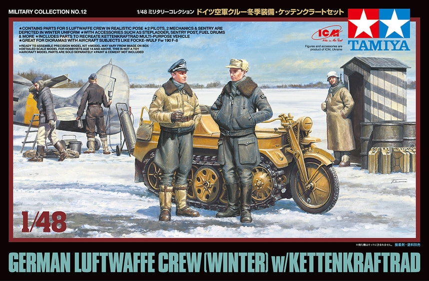 Tamiya 1/48 German Luftwaffe Crew (Winter) w/Kettenkraftrad 32412