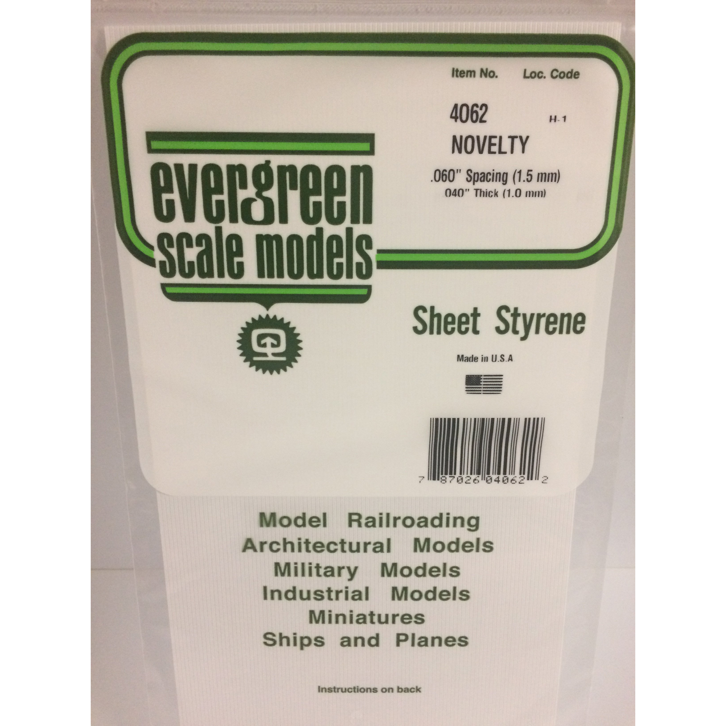 Evergreen 4062 Styrene Plastic Novelty Sheet 0.040