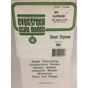 Evergreen 4041 Styrene Plastic Clapboard 0.040"x 12"x 6" (1)