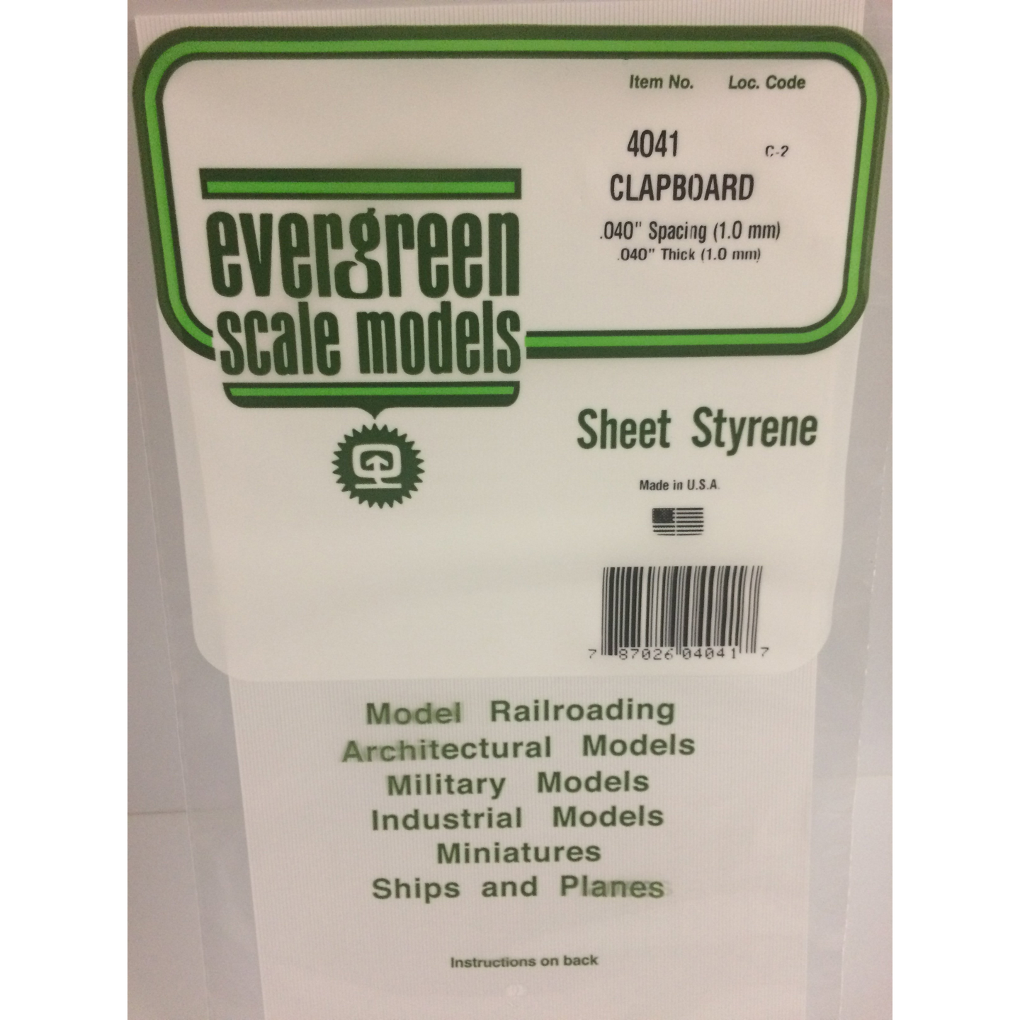 Evergreen 4041 Styrene Plastic Clapboard 0.040