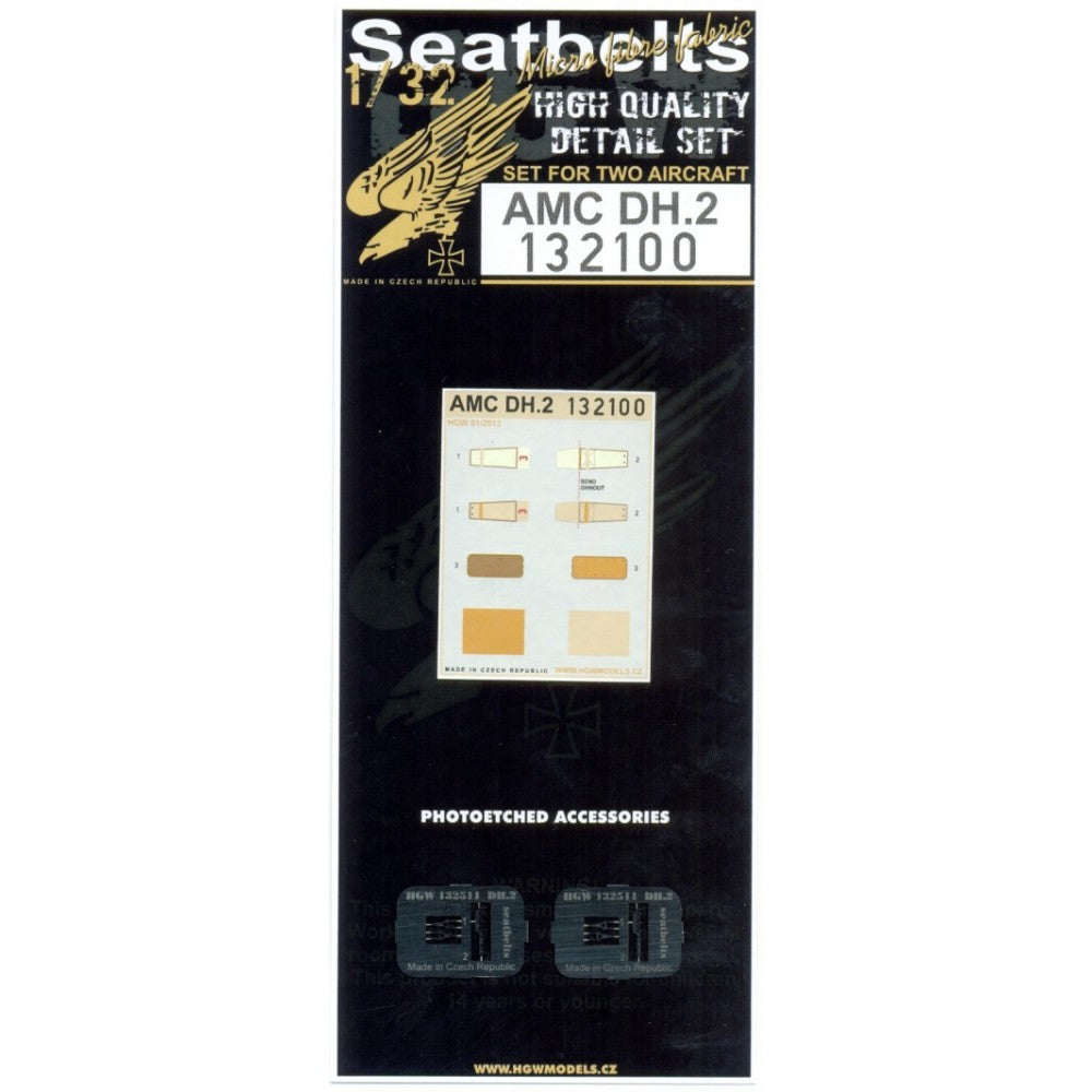 HGW 1/32 British AMC DH.2 Microtextile/Photoetch Seatbelts 132100