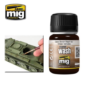 Ammo by Mig AMIG1005 Dark Brown Wash For Green Vehicles