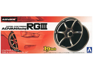 Aoshima 1/24 Rim & Tire Set (147) Advan Racing RG III 19" (147) 00902