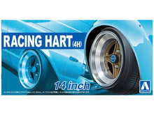 Load image into Gallery viewer, Aoshima 1/24 Rim &amp; Tire Set ( 44) Racing Hart (4H) 14&quot; 05377