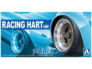 Aoshima 1/24 Rim & Tire Set ( 44) Racing Hart (4H) 14" 05377