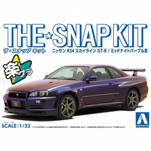 Load image into Gallery viewer, Aoshima Snap Kit 1/32 Nissan Skyline GT-R R34 Midnight Purple 06252