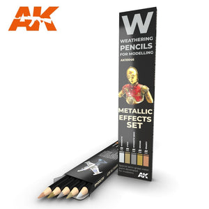 AK Interactive AK10046 Weathering Pencils For Models Metallic Effects