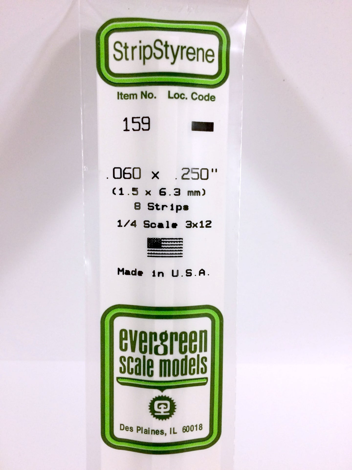 Evergreen 159 Styrene Plastic Strips 0.060